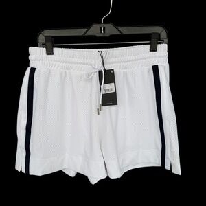 GSTQ Shorts Womens Medium White Mesh Athletic Lined Drawstring BTM-00035